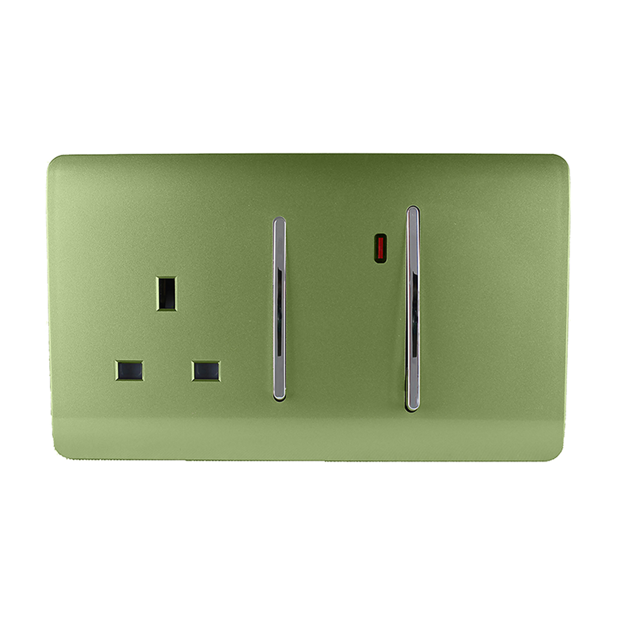 ART-WHS213MG  45A Double Pole Switch With Socket & Neon Moss Green
